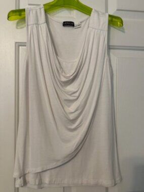 Venus white draped front tank top Sz S